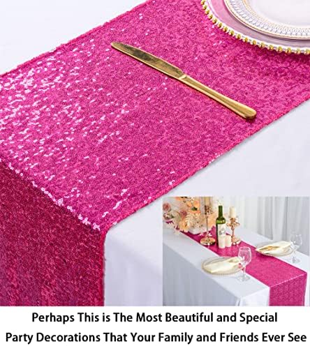 ShinyBeauty 12x72 inčni vrući ružičasti šalovi za sekfice ili trkač stola sa reselom za vjenčanje, zabavu