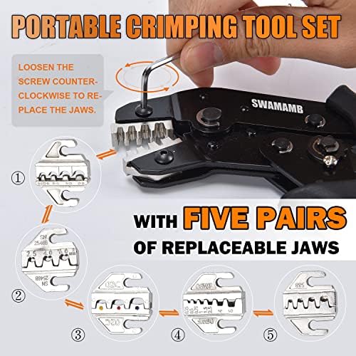 Swambeb Wire Crice Kit alata - Kompaktni sa 5 izmjenjivih čeljusti i mini oxford vrećica za različite električne