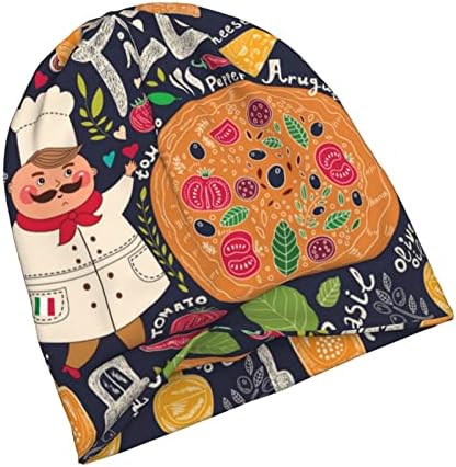 Kuhar Pizza Print Motivi Stretch Ležerne prilike Pletene Buines CAP Proljeće i jesen Warm HATS vanjski uniseks crni