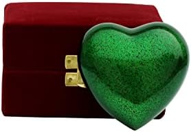 SCEXPORT Brass Heart Forever Cremation urne za uspomenu za ljudski pepeo lijepe male urne zelene boje s Premium futrolom ručno izrađene urne za kremaciju za pepeo trajna počast vašoj voljenoj osobi