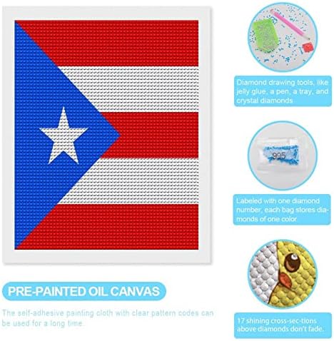 Puerto Rico Zastava Custom Diamond Diamond Slikarski setovi za odrasle okrugli punu bušilicu 5d DIY po broju za kućni zidni dekor 16 x20