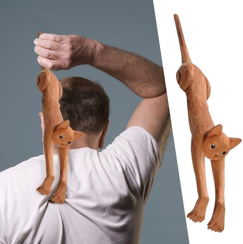 WEERSHUN grebalica za leđa u obliku mačke s dugom ručkom drveni alat za masažu leđa zabavni poklon za grebanje
