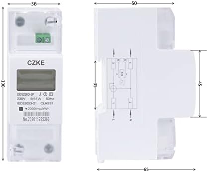 Dzhtus DDS226D-2P LCD jednofazni din-željeznički mjerač 65A 100A 220V 230V 50Hz 60Hz Aktivni uvoz energije