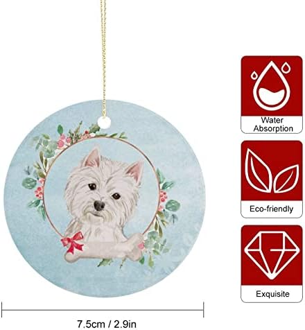 2021 Božić Ornament keramički dvostrani štampani okrugli ukrasi za Božić smiješne ideje za uspomenu za kućne ljubimce poklon božićna jelka viseći ukrasi privjesak personalizirani pas Ornament 17A