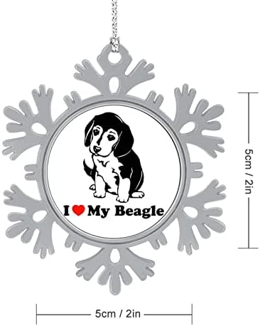 Volim Svoj Beagle Pahuljica Privjesak Božić Viseći Ukrasi Print Božić Tree Dekoracije