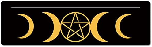 Gorgecraft 10 x 3 inčni drveni tarot stalak Crni pravokutnik u obliku tarot kartice Moon i pentagram uzorak altarskog ekrana za vještice Alat za zaštitu od tarot dekora wiccan pribor