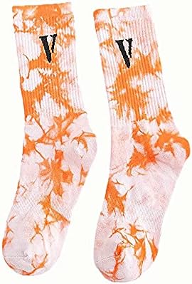V PISMO SOCKS Unisex crno narančaste čarape u obliku slova V Srednje cijev pamučne čarape Par Sportska