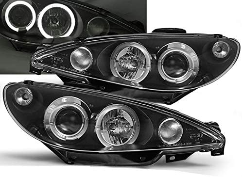 Prednja svjetla VR-1484 prednja svjetla auto lampe Auto svjetla prednja svjetla prednja svjetla prednja svjetla prednja svjetla prednja svjetla sa strane vozača i suvozača kompletan Set sklop farova Angel Eyes Crna kompatibilan sa Peugeotom 206 1998 1999 2000 2001 2002