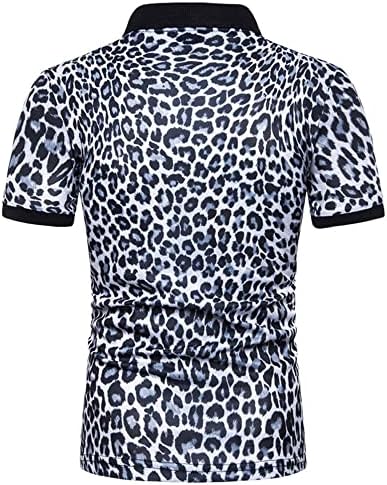 Muška modna Leopard Print Majica Polo Leopard kratki rukav Ležerna polo majica Kontrastni ovratnik Golf Tenis Tops