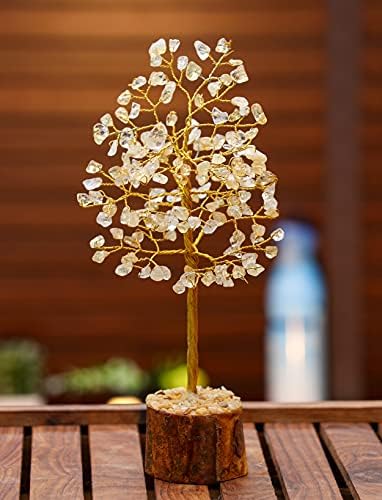 Citrine Zlatna žica Gemstone Tree Feng Shui Bonsai Bonsai Money Trees Izlečenje kristala za Reiki Stone Boalth Health & Prosperitet Duhovni poklon Poboljšanje Početna Dekor Veličina kuće - 7-8 inča