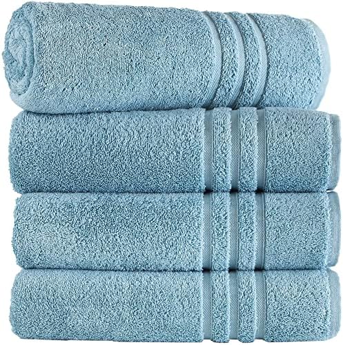Hammam posteljina plava ručnici za kupanje 4-pakovanje - 27x54 meka i upijajući, premium kvaliteta savršena za svakodnevnu upotrebu pamučni ručnik