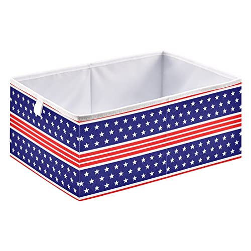 USA Flag Stripes Stars kocka kanta za skladištenje sklopive kante za odlaganje vodootporna korpa za igračke za kocke kante za organizatore za dečije ormare police za dečije sobe Kancelarijska knjiga-15, 75x10, 63x6, 96 in