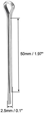 Uxcell Split Cotter Pin - 5/32 inch x 2 23/64 inch Carbon Steel 2-Zupci Silver Tone Fastener Clip ključ 50kom
