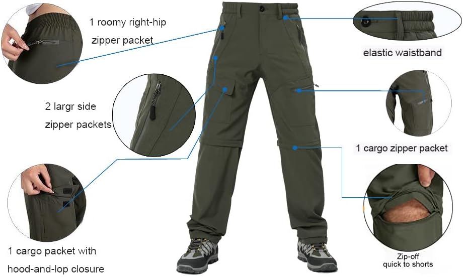 Zooyung Muške kamenske hlače Brze suhi teretni hlače lagane taktičke hlače za putovanje na otvorenom