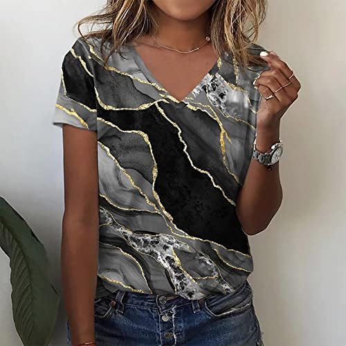 Ženski suncokret Print ljetni vrhovi kratki rukav okrugli vrat majica Basic Tees Vintage Lait Bluza