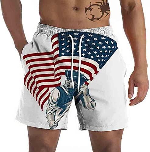 Bmisegm ljetni muški kratki šorc muške grafičke hlače na plaži Casual šorc 3d Četvrti jul Zastava uzorak muško pivo plivanje