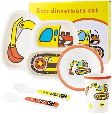 Set posuđa za djecu, uključen tanjir zdjela šolja viljuška i kašika 5-dijelni Set-tanjiri za malu djecu posuđe