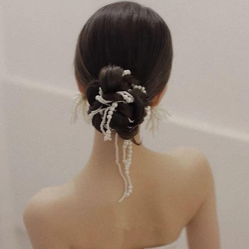 SDFGH simulirani biserni lanac za žene za žene kabine za kosu Barrettes pletenica Ponytail nakit za kosu Pribor za nakit