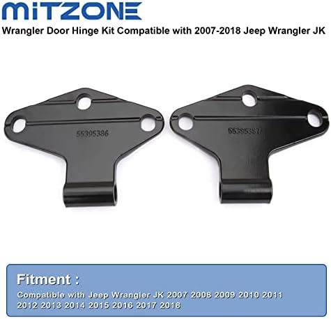 Mitzone Wrangler vrata sa šarkama kompatibilan sa 2007-2018 Jeep Wrangler JK