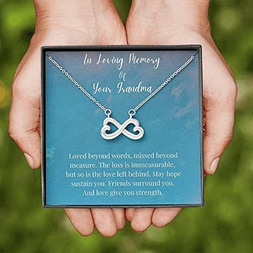 Nakit za poruke, ručno izrađena ogrlica - personalizirana poklona Infinity Heart ogrlica, u ljubavnom sjećanju vaše bake, memorijalnih poklona za gubitak bake poklona, ​​grand