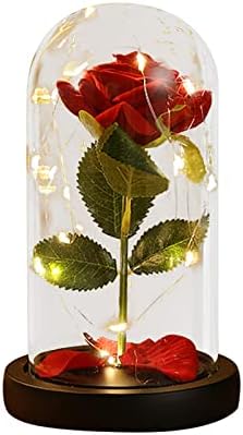 Valentinovo poklon ukras ruže prozirni akrilni naslovnici osvjetljavajući ukras Kreativno svjetlo Emitting stakleni poklopac ukras stakla Božićni ukrasi