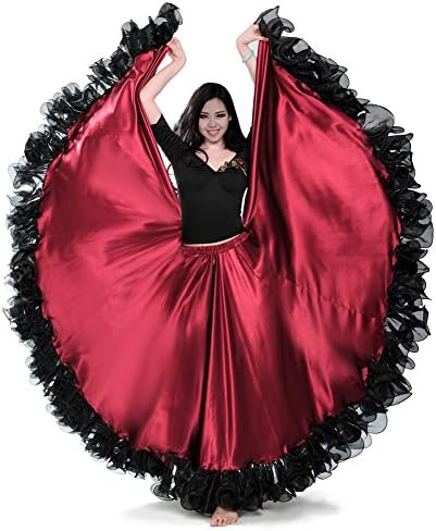 Royal Smeela trbušnjačka plesna suknja za žene trbušni ples kostim Flamenco Maxi puni plemenje ATS 25 dvorišnih suknji 720 stepeni satena
