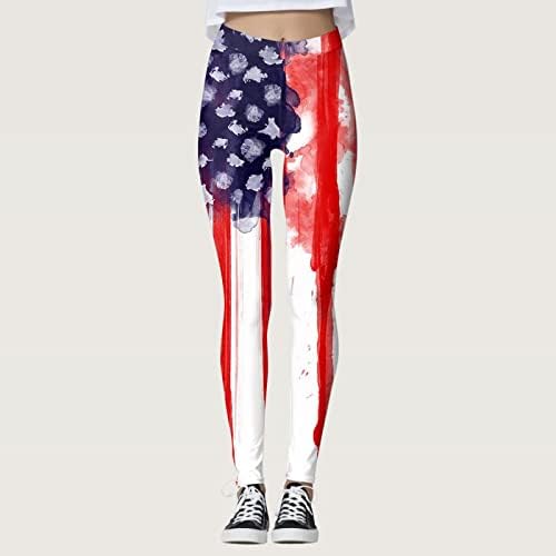 Ruiruilico 4. srpnja Američka zastava joge hlače za žene Control Workout Aktivne tajice casual trkačkim gamašima