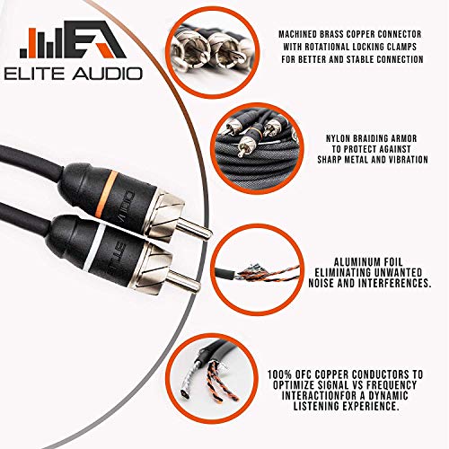 Elite Audio Premium serija OFC bakra RCA Interconnectictectect stereo kabel, 2 kanala 1,5 'kabela