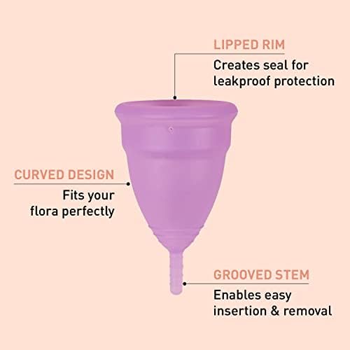 Sirona menstrualna čaša za višekratnu upotrebu - velike veličine sa torbicom, Mini intimno pranje 15ml & amp; šolja za pranje 15ml | Ultra meka čaša za Period napravljena od tečnog medicinskog silikona, zaštita do 10 sati