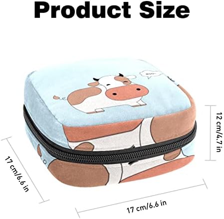 Torba za čuvanje higijenskih uložaka, prenosiva menstrualna torba za žene i djevojčice torbica za menstrualne čašice, krava iz crtanih životinja Lovely Kawaii
