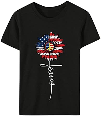 Patriotske majice za ženska majica američke zastave Ležerne prilike ljetnih vrhova kratkih rukava matrica