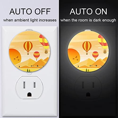 2 paket Plug-in Nightlight LED noćno svjetlo sa senzorom sumraka do zore za dečiju sobu, rasadnik, kuhinju, hodnik žuta predgrađa balon Zalazak sunca
