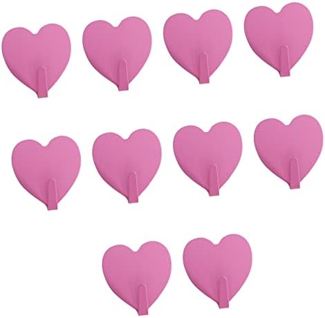 Doitool 10pcs Love Hood zidni kaput nosač metalni ukrasni kuke Ljepilo kuke za jake vješalice za vješanje za jake vješalice ljepljive kuke na zidnim kukama za kuke u obliku slova srca