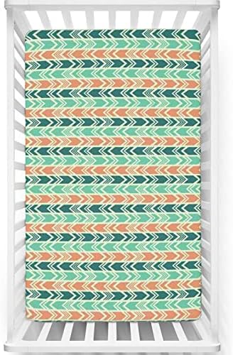 Aztec tematski plahte, prenosivi mini listovi krevetića ultra mekani madrac madrac sa krevetom ili kreveta za delič, 24 x38, teal morsko blijedo blijedole boje