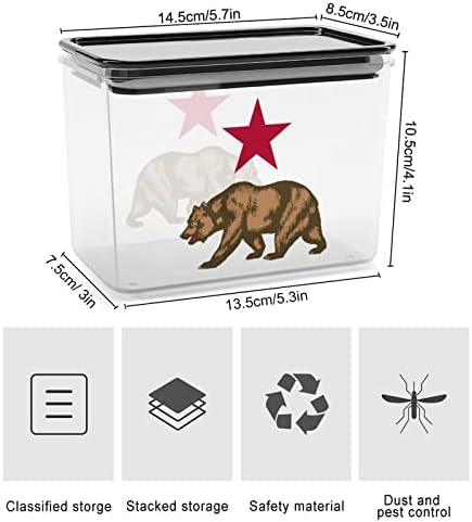 Kontejneri za skladištenje Kalifornijskog medvjeda i crvene zvijezde čista plastična kutija sa poklopcima