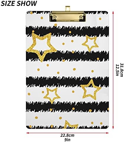 Gold Stars Dots plastični međuspremnik 9 x12. 5akrilne klipne ploče sa klipom niskog profila A4 Letter Size ploča za teške uslove rada za učitelje u kancelarijskim učionicama žene Man Kid