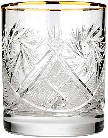 Ruski kristalni Trg Decanter w / čep 34oz w / 6 DOF Gold Rimmed naočare - 11oz za Whisky Scotch