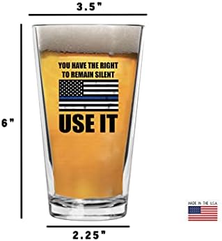 Rogue River Tactical Thin Blue Line Flag stay Silent pivo staklo za piće Kup Pinta 16oz Pub poklon za policajca za provođenje zakona