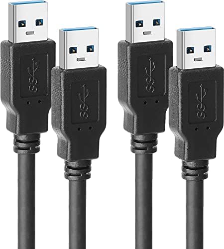 Pasow 2 Pack USB 3.0 muški za muški kabl Tip A muški superspeed USB u USB produžni kabel za prijenos