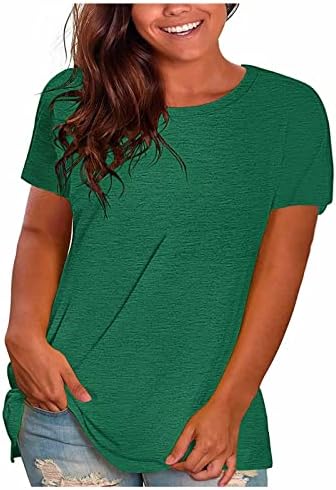 Žene Ljeto Basic Fit T majice Modne pune boje Crewneck vrhovi Ležerne prilike labave ploče ženske bluze