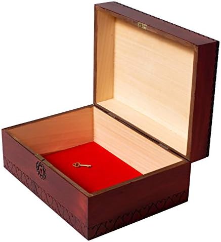 Artisan sow poljski ručno izrađen veliki deb 10 Drvena kutija za srce sa bravom i ključem za čuvanje, ljubavna