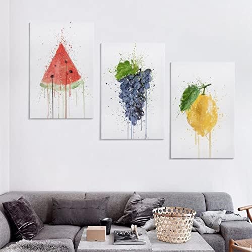Ljubičasta grožđa lubenica limunovo voće zidna Umjetnost kuhinja zidno platno voćno umjetničko slikarstvo Poster platno plakat zidni umjetnički dekor Print slike za dnevni boravak 08x12inch Frame-Style