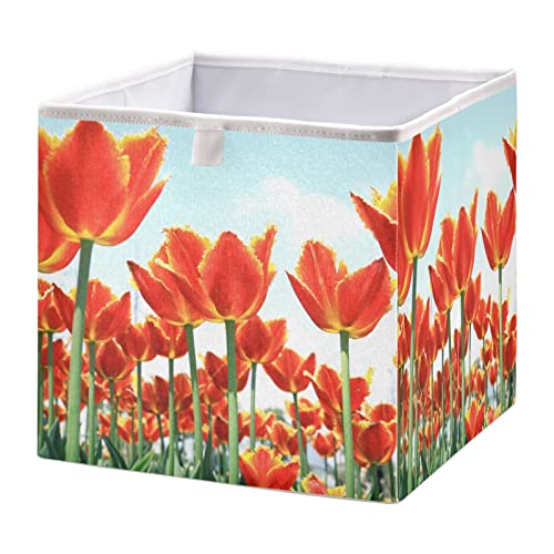 Spring cvjetanje tulipani Cube Skladište bin Sklopivi kockice za skladištenje Vodootporna igračka