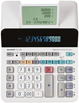 Sharp el-1901 kalkulator za štampanje bez papira sa čekom i ispravnim, 12-cifrenim LCD primarnim ekranom,