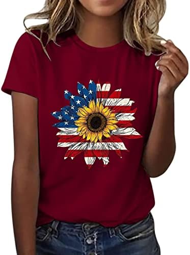 Patriotske majice za žene u SAD-u zastava majica Ljetni casual tops kratki rukav Tee majica zvijezde