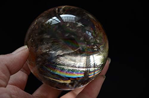 Real Tibetan Himalayan Visoka nadmorska visina Clear Smoky Crystal Rainbow Kvarcna sfera Orb 2,83 inča Duhovni reiki Izlječenje
