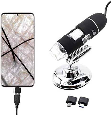 Ručni USB digitalni mikroskop, tip: endoskop sa uvećanjem 1600X Mini Kamera SANHOOII mikroskop sa 8 LED dioda i postoljem, pogodan za Win 7 8 10 Mac za elektronski popravak kože kose