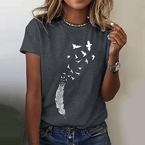 Ženske bluze i vrhovi Ležerne prilike, Modni kratki rukav Crew Crt majice Slatke cvjetne grafike Ters Thendy