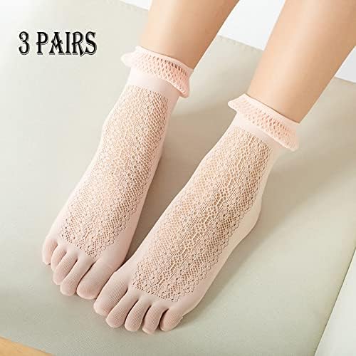 3 parova žene čvrste čipke Mrežne čarape šuplje rufffle non klizanje čarape za nožne čarape zimske