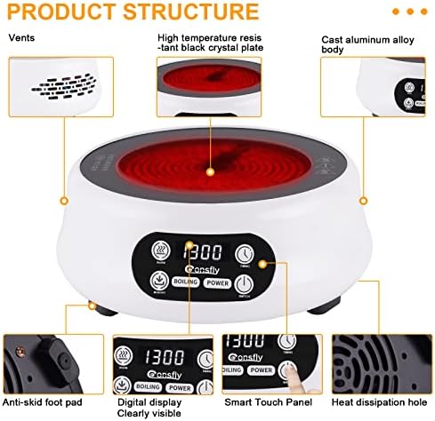 Električni mini štednjak vruća ploča 1300W prijenosni 7 Mala električna keramička peć za kipuću vodu, pravljenje čaja i kafe